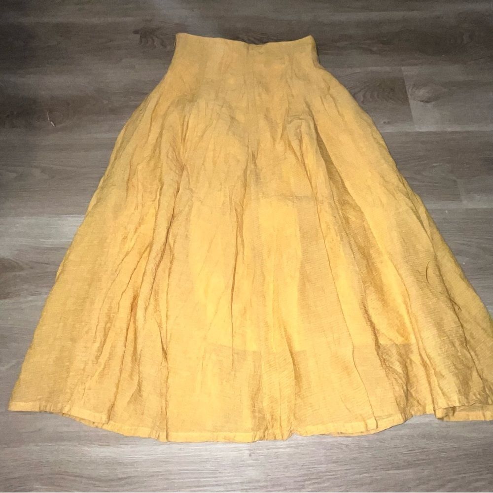 Jafuhne Vintage Mustard Yellow Midi Skirt - Picture 5 of 8